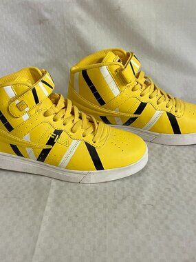 Fila High Top Sneakers Men’s Size 8.5 Yellow Basketball Lifestyle Shoes Strap